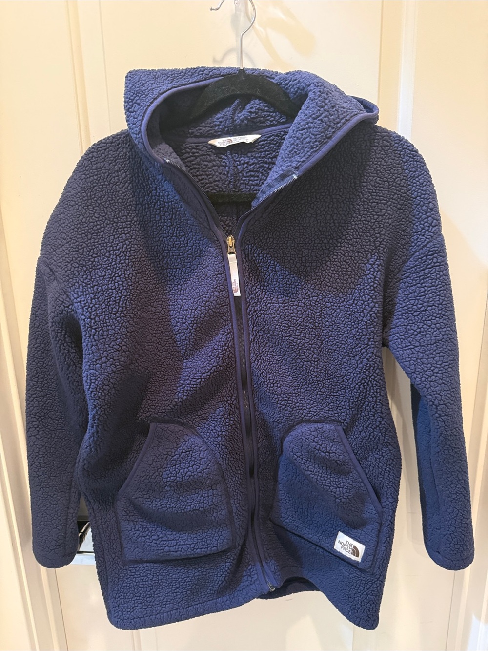 The North Face Navy Sherpa Fleece Zip-Up Hoodie
